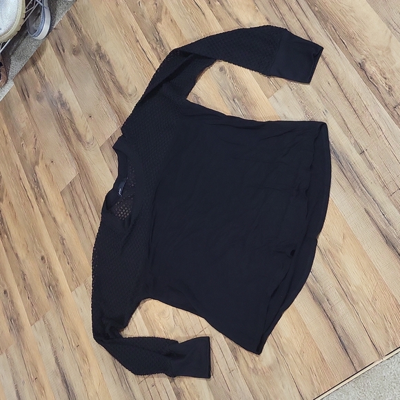 GIBON Black Rayon Fishnet Mesh Upper and Long Sleeve Top Shirt - Picture 3 of 13